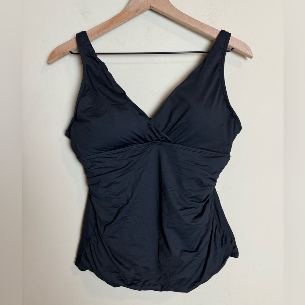 Lauren Ralph Lauren Womens Babydoll Swim Tank Top Size 14 Black Minimalist
